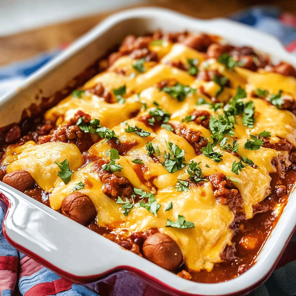 Cheesy Chili Dog Casserole