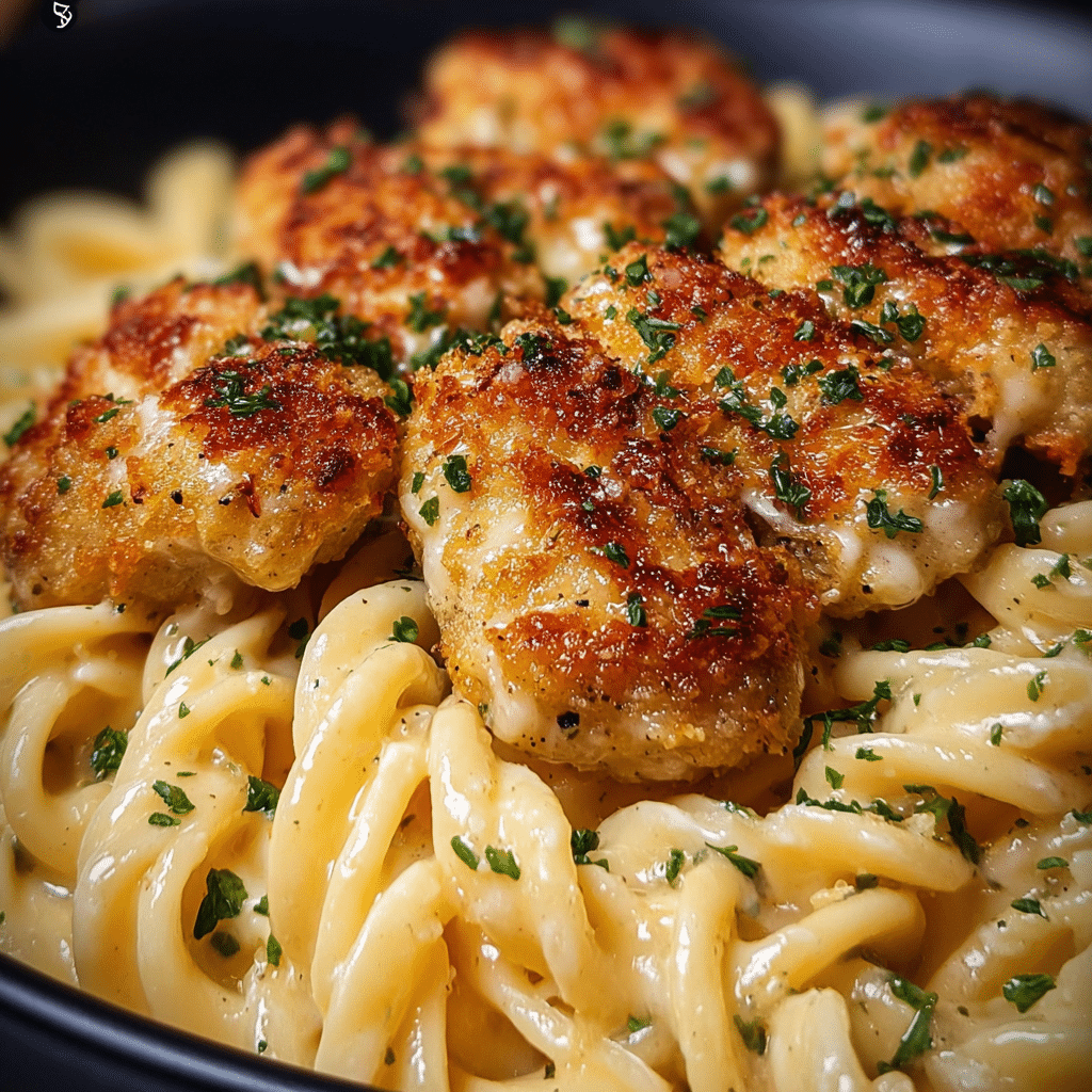 Chicken Tenders Parmesan with Garlic Butter Pasta