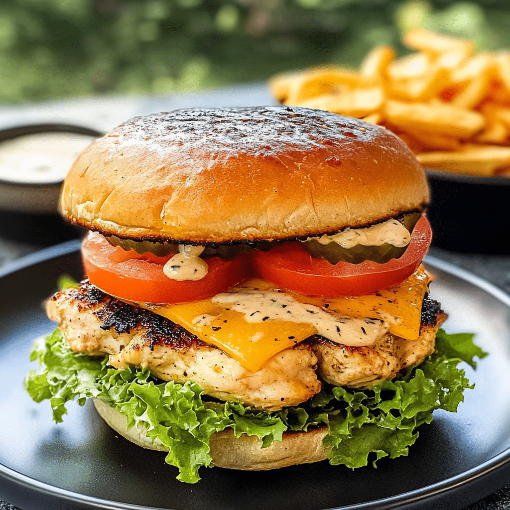 Grilled Cheddar Ranch Chicken Burgers