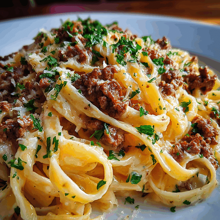 Ground Beef Alfredo Pasta