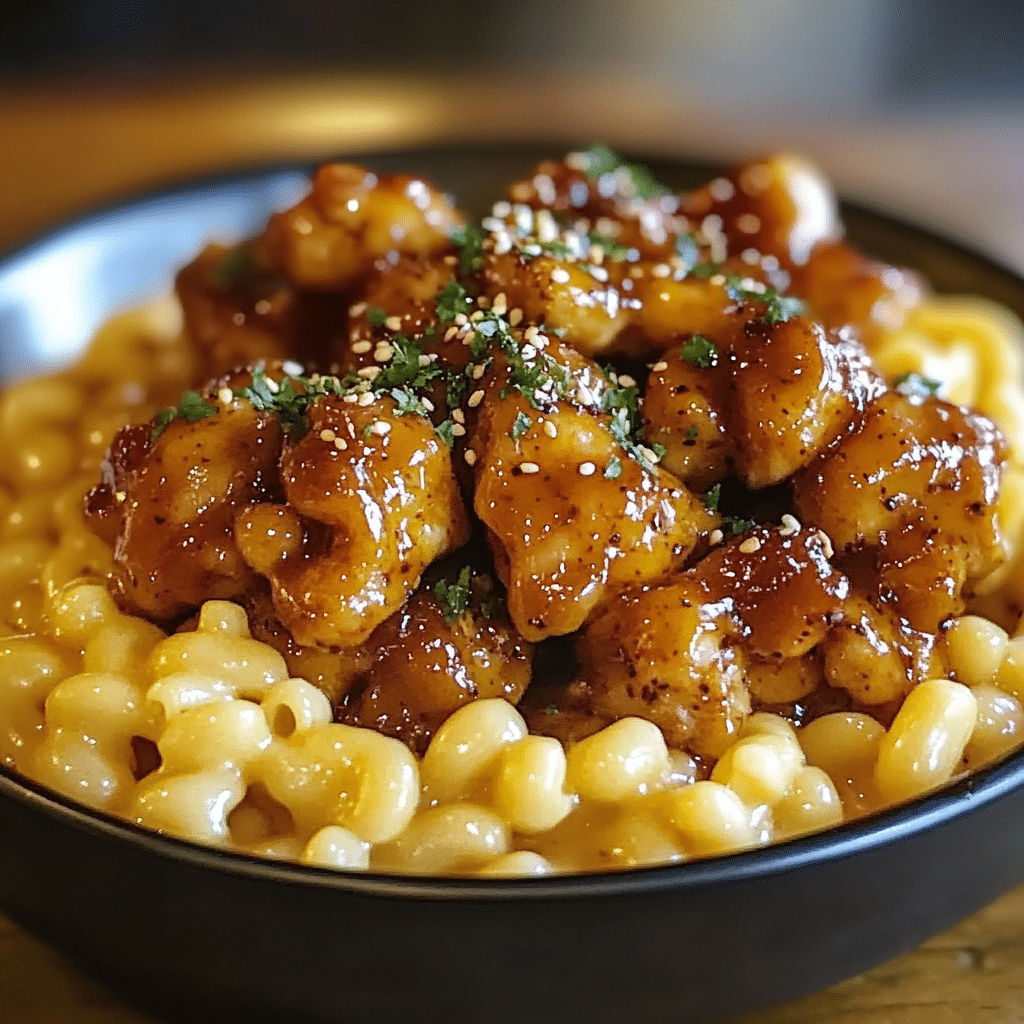 Honey Pepper Chicken with Mac and Cheese