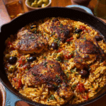 Mediterranean Chicken and Orzo Skillet