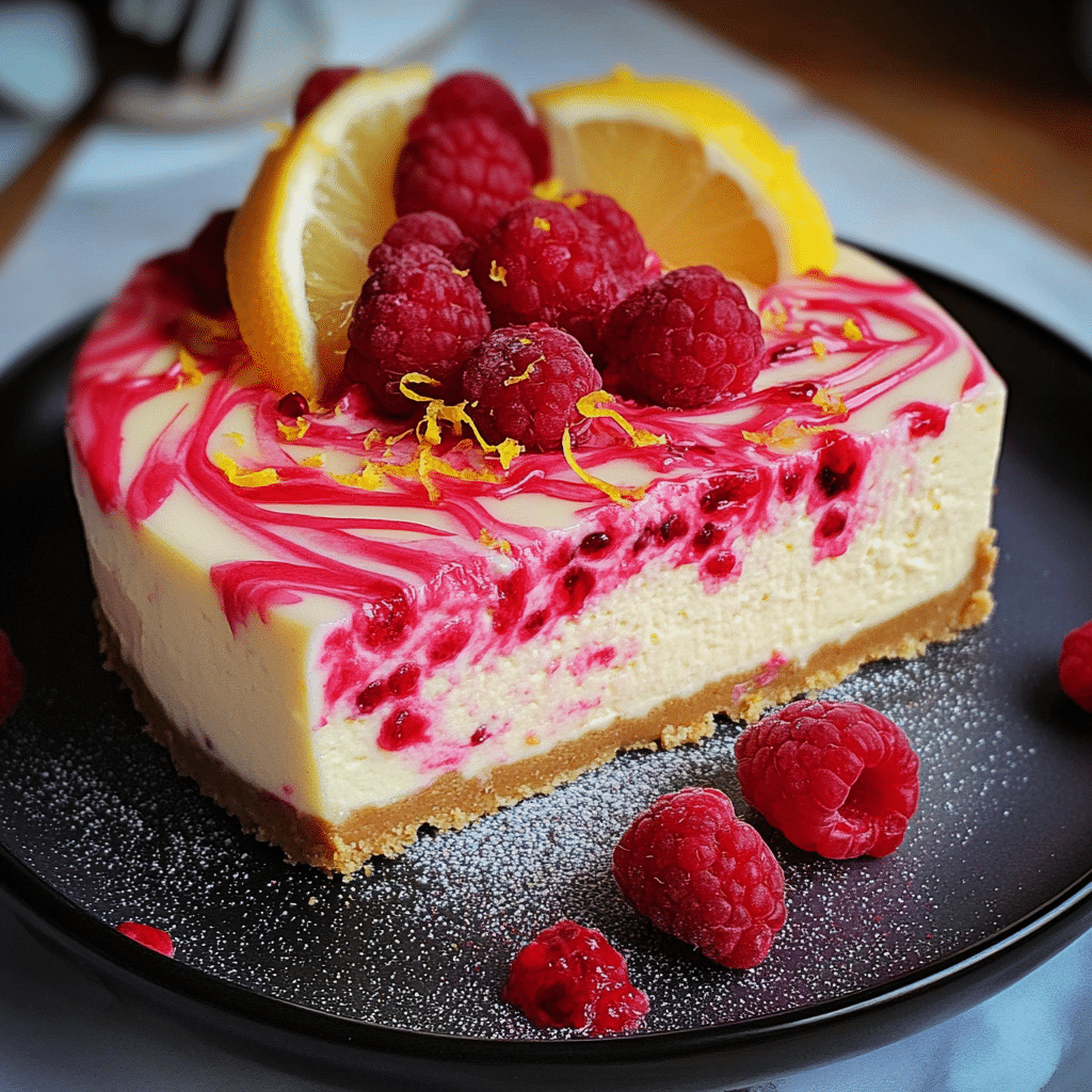 No-Bake Raspberry Lemon Swirl Cheesecake