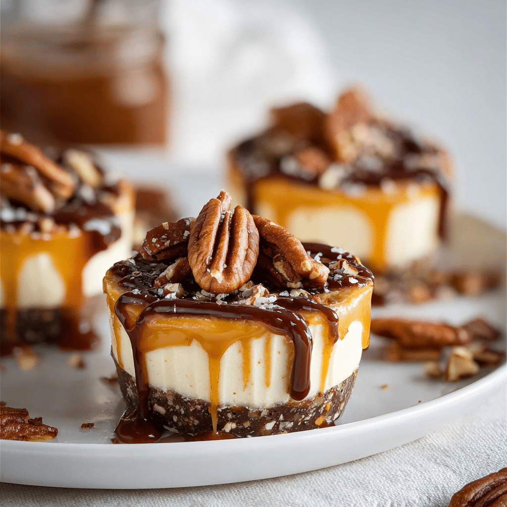No-Bake Turtle Mini Cheesecakes