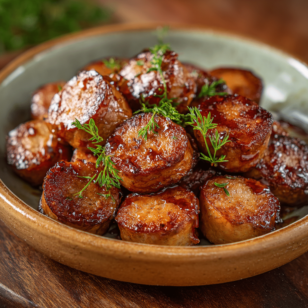 Slow Cooker Apple Kielbasa Bites