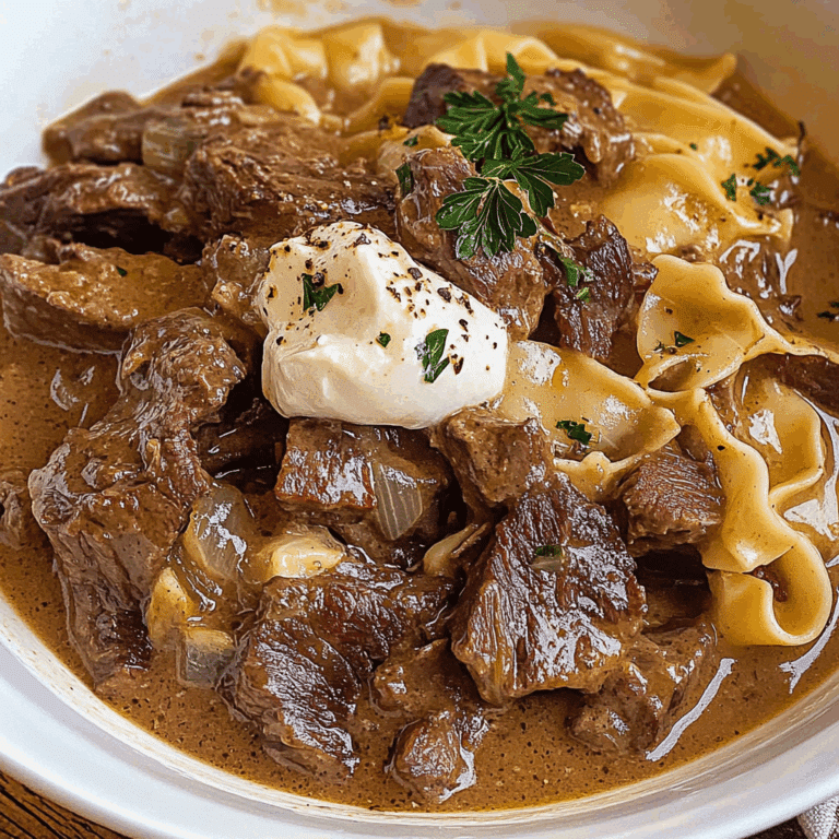 Slow Cooker Pot Roast Beef Stroganoff