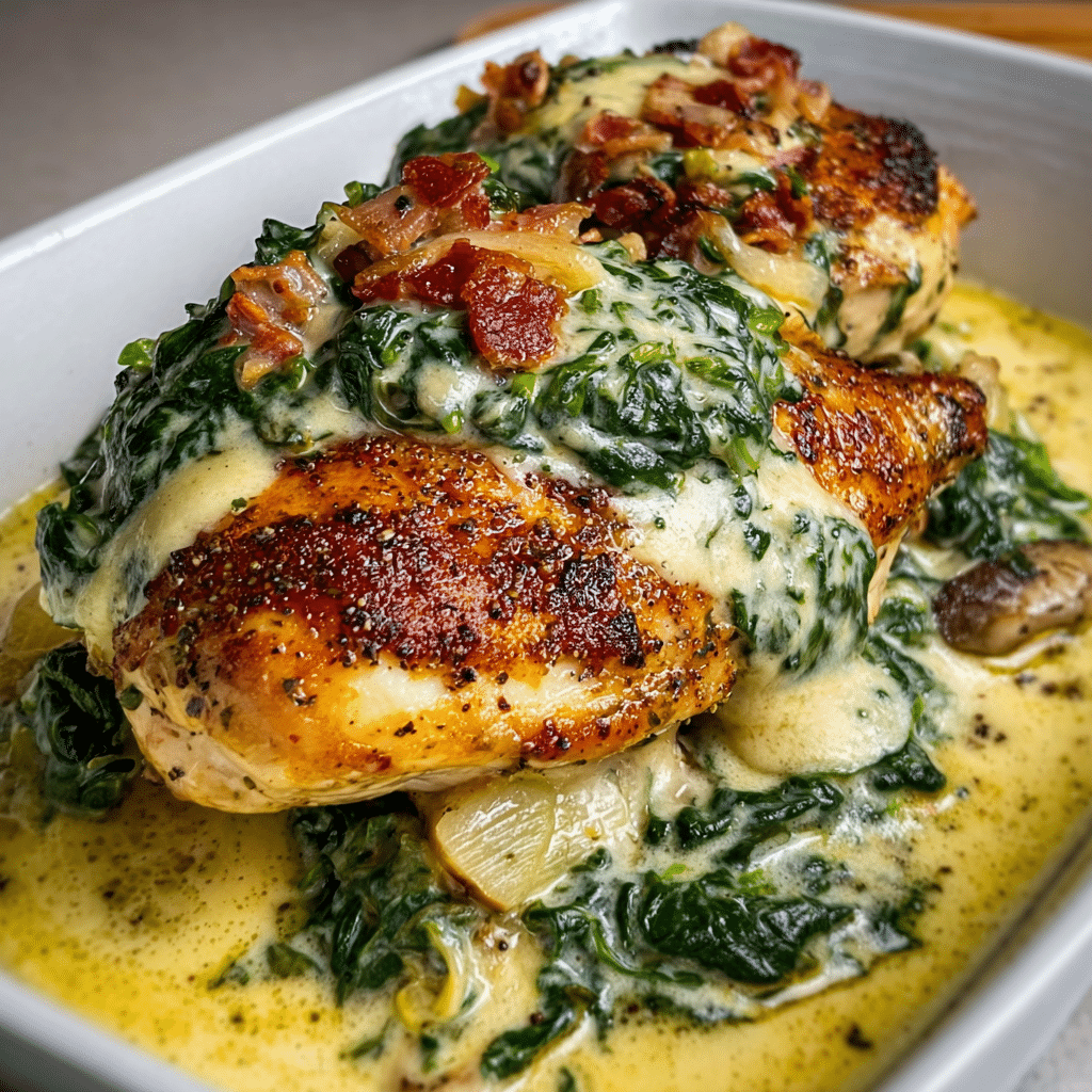 Smothered Chicken with Creamed Spinach