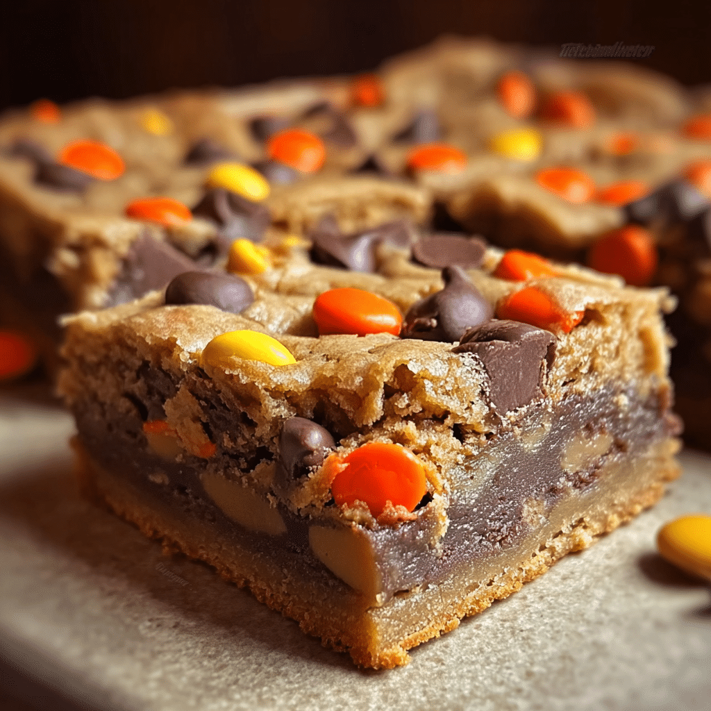 Reese’s Pieces Chocolate Chip Cookie Bars