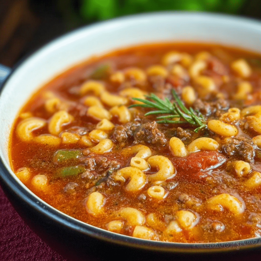 Beef & Tomato Macaroni Soup