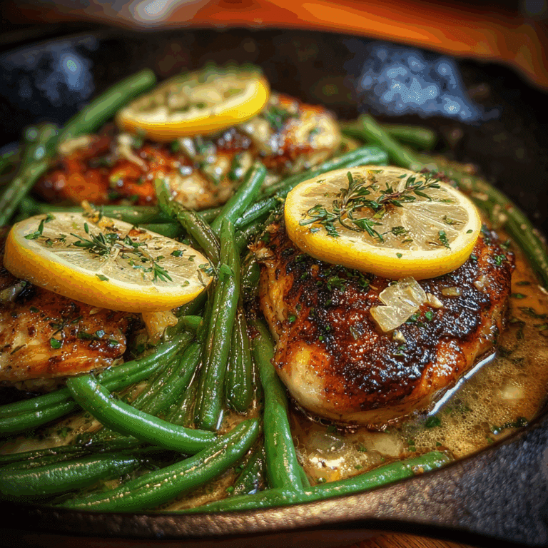 Lemon Garlic Butter Chicken and Green Beans Skillet