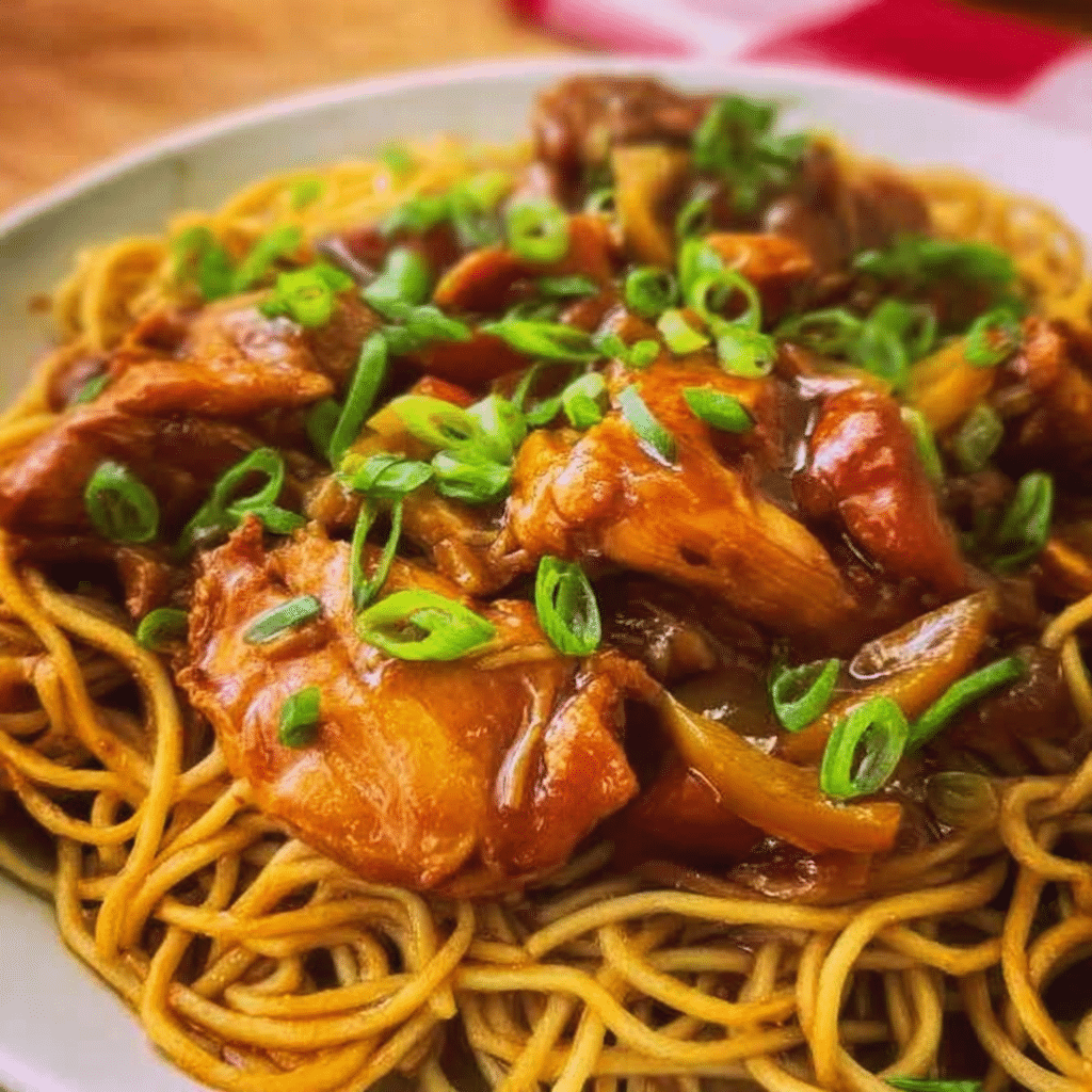 Slow Cooker Honey Garlic Chicken & Noodles