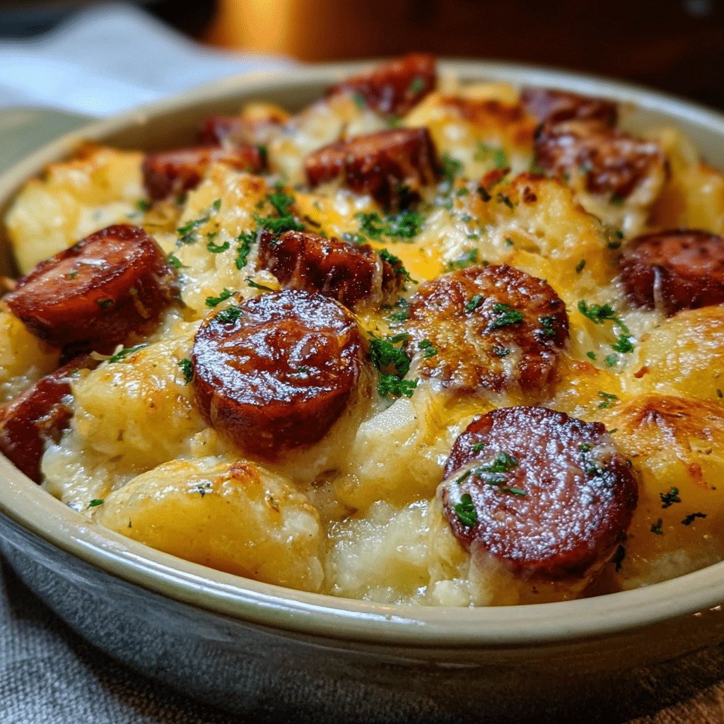 Smoky Kielbasa & Cheesy Potato Casserole