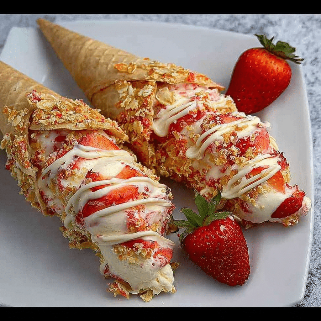 Strawberry Crunch Cheesecake Cones