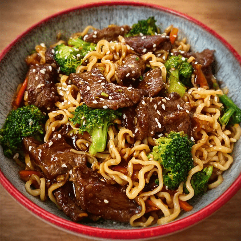 Mongolian Beef Stir-Fry with Ramen