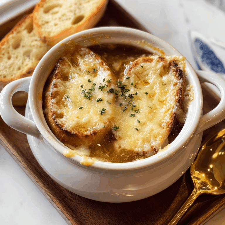 French Onion Soup with Gruyere and Baguette