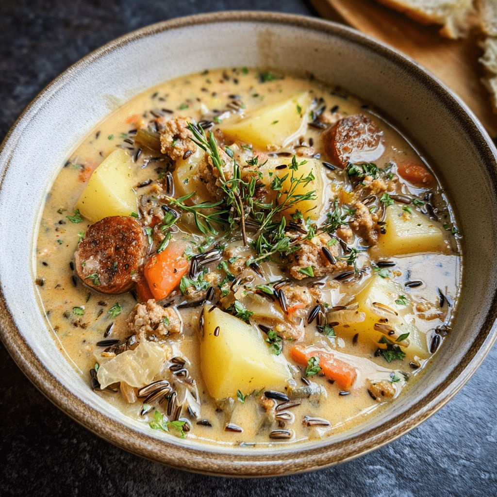 Potato and Sausage Chowder with Wild Rice