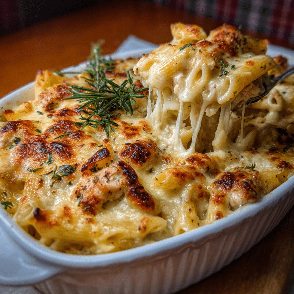 Baked Creamy Chicken Mozzarella Pasta