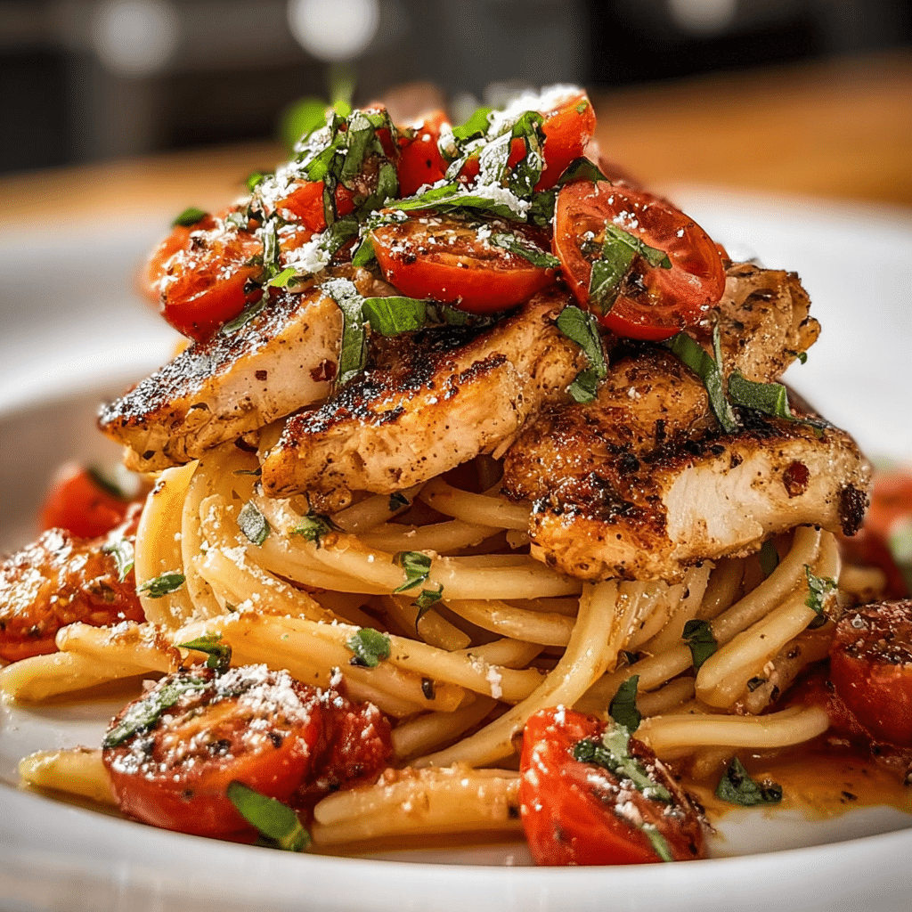 Bruschetta Chicken Pasta Stack