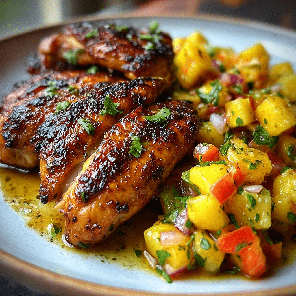 Caribbean Jerk Chicken with Pineapple Salsa