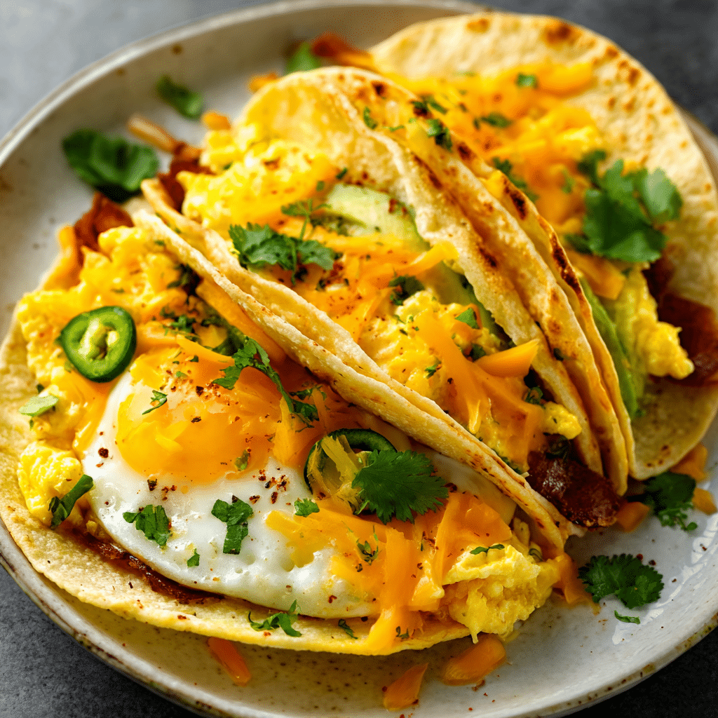Cheesy Breakfast Egg Tacos