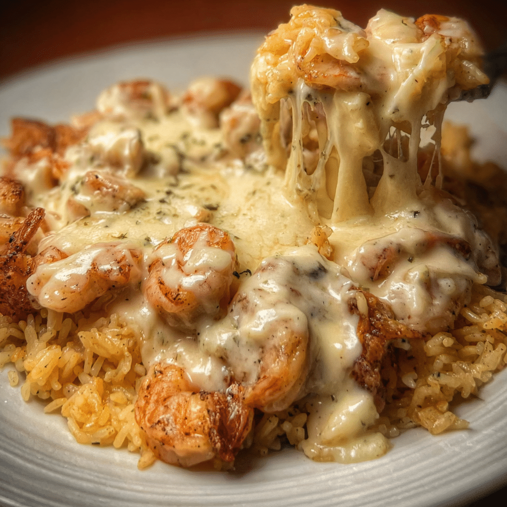 Cheesy Chicken & Shrimp Rice