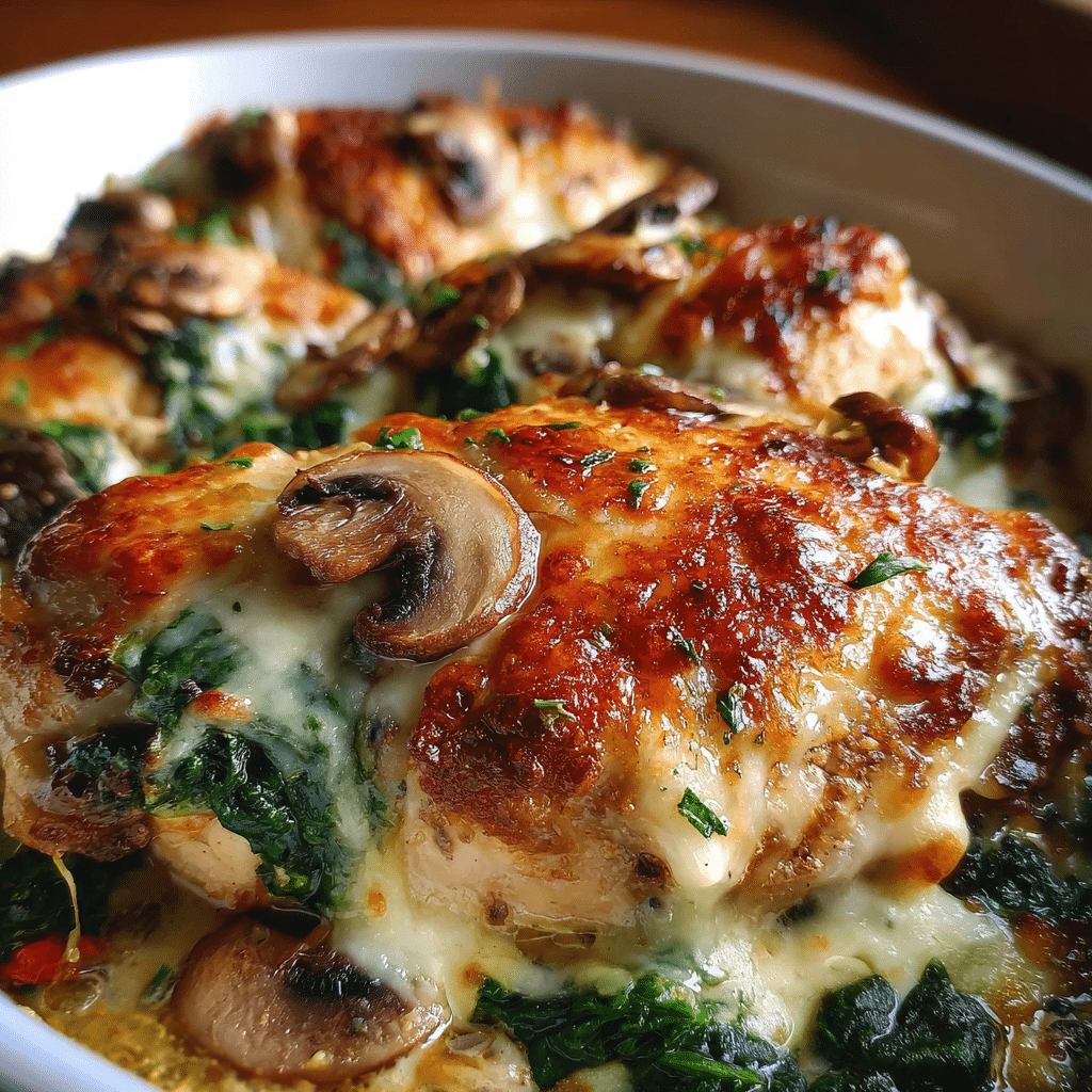 Cheesy Chicken, Spinach & Mushroom Low Carb Bake