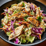 Chicken Coleslaw Salad with Ginger Sesame Dressing