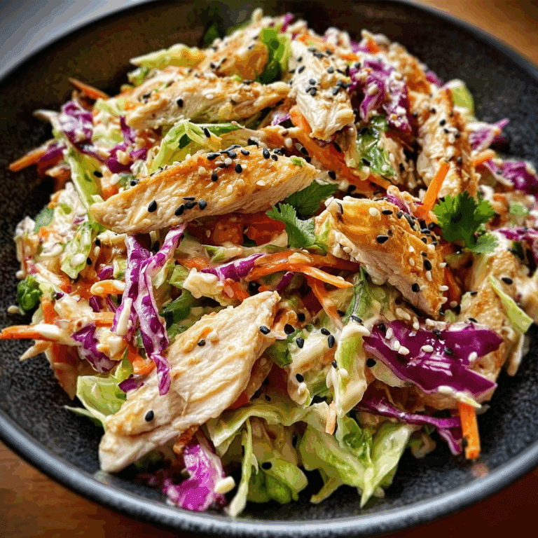 Chicken Coleslaw Salad with Ginger Sesame Dressing