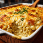 Creamy Chicken and Rice Casserole with Italian Herbs and Colby Jack Cheese
