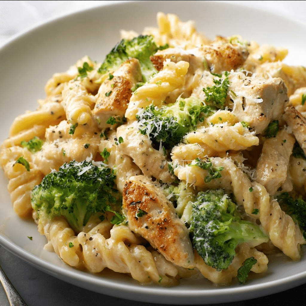 Creamy Garlic Parmesan Chicken Pasta with Broccoli