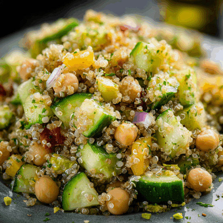 Crispy Quinoa Cucumber Chickpea Salad