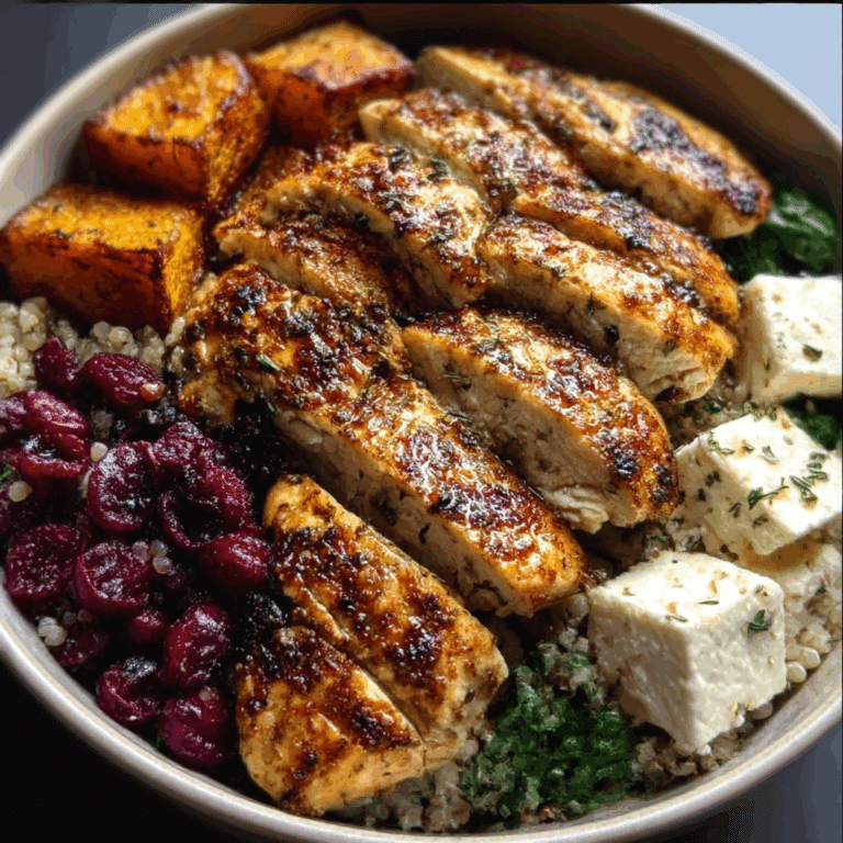 Greek Chicken Harvest Bowl with Cranberries & Feta