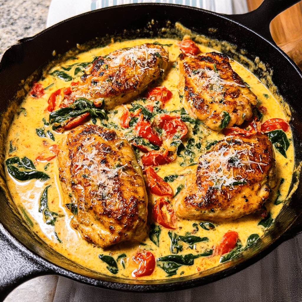One-Pan Creamy Parmesan Tuscan Chicken