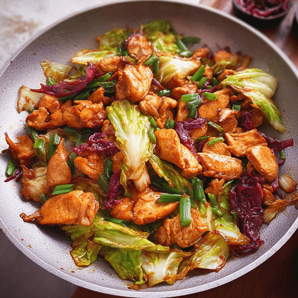 Quick & Savory Stir-Fried Chicken with Crispy Cabbage