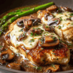 Savory Chicken Madeira with Mushrooms & Melted Cheese