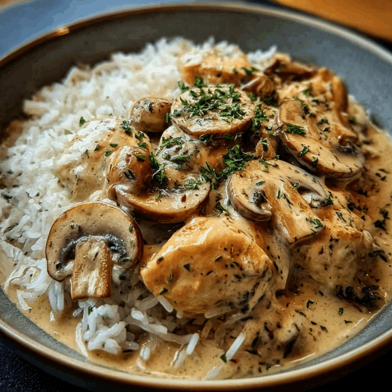 Silky Mushroom-Infused Chicken with Pillowy Rice Bliss