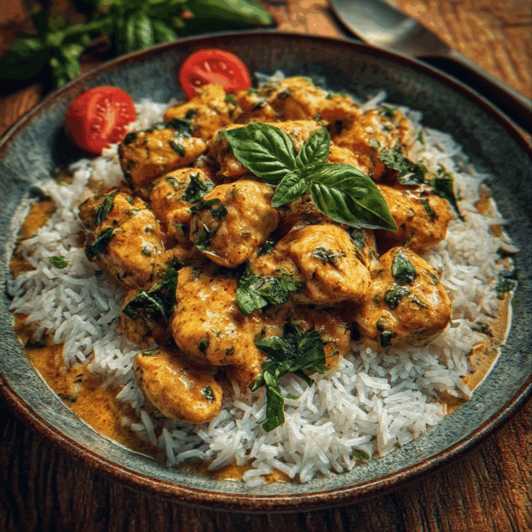 Spiced Coconut Basil Chicken with Rice