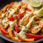 Spicy Chicken Fajitas with Creamy Jalapeño Verde Sauce