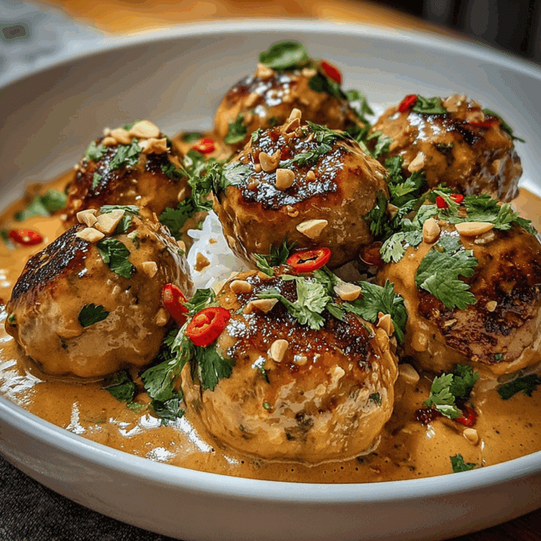 Thai Chicken Meatballs in Creamy Peanut Sauce