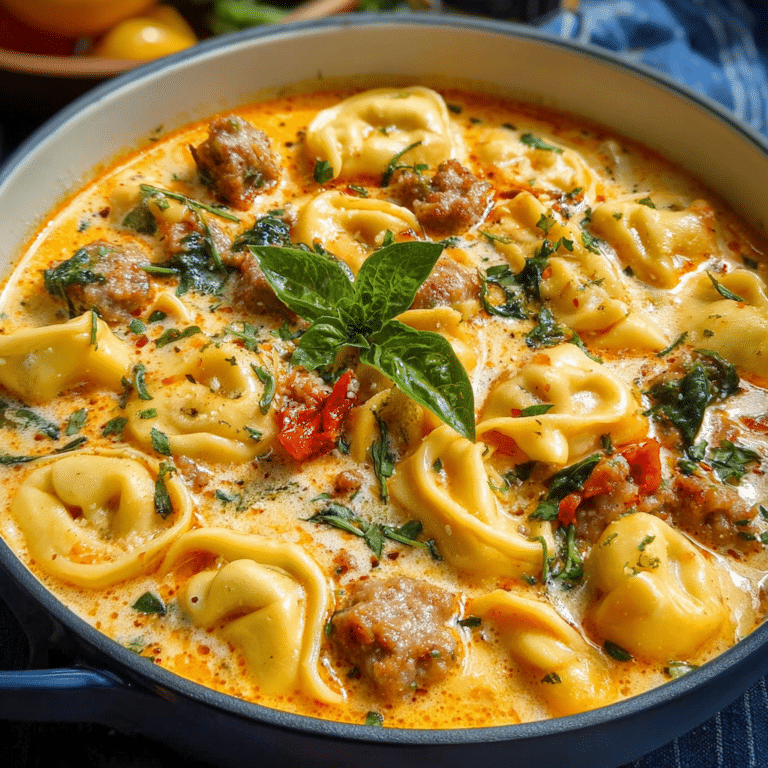 Creamy Sausage Tortellini Soup Dish