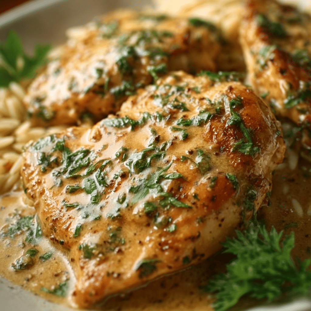 Slow Cooker Mustard Herb Chicken with Orzo
